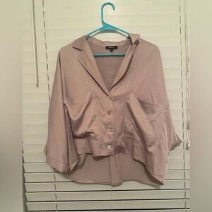 Wishlist Blush Satin Dolman Button Up Top- S/M